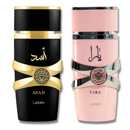 DUO PERFUMES ARABES EL Y ELLA ASAD + YARA